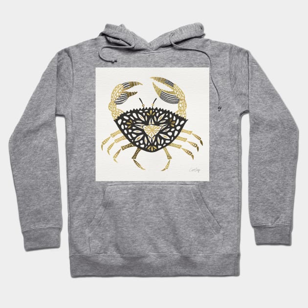 Black Gold Crab Hoodie by CatCoq